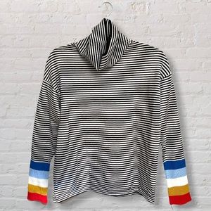 SHEIN Striped Turtleneck Sweater Rainbow Cuffs